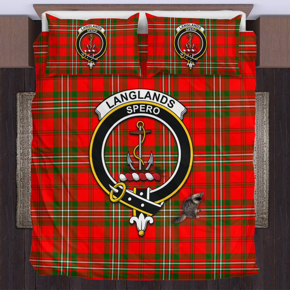 Langlands Tartan Bedding Set with Family Crest US Bedding Set - Tartan Vibes Clothing