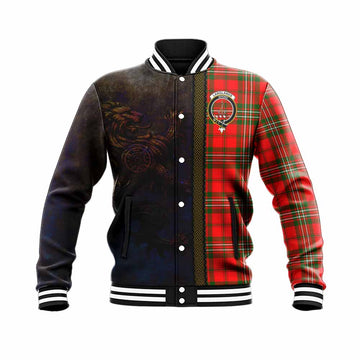 Tartan Vibes Clothing Langlands Tartan Family Crest Baseball Jacket Alba Gu Brath Be Brave Lion Ancient Style
