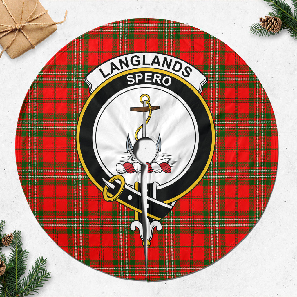 Langlands Tartan Christmas Tree Skirt with Family Crest - Tartanvibesclothing