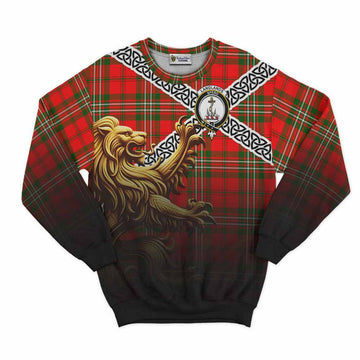 Langlands Crest Tartan Sweatshirt with Golden Lion Emblem Celtic Style