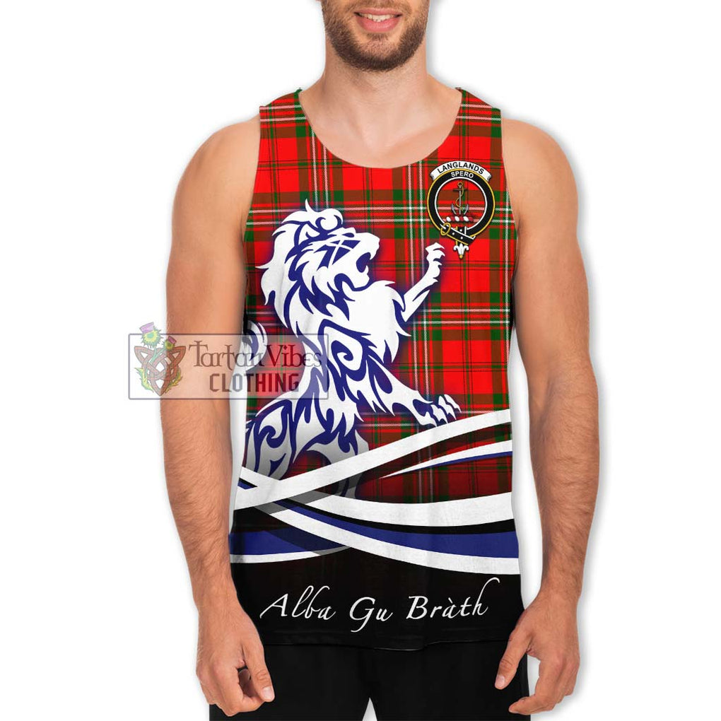 Langlands Tartan Men's Tank Top with Alba Gu Brath Regal Lion Emblem Men - Tartanvibesclothing Shop