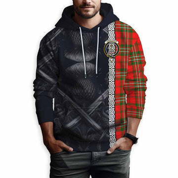 Tartan Vibes Clothing Langlands Tartan Hoodie with Family Crest Cross Sword Thistle Celtic Vibes