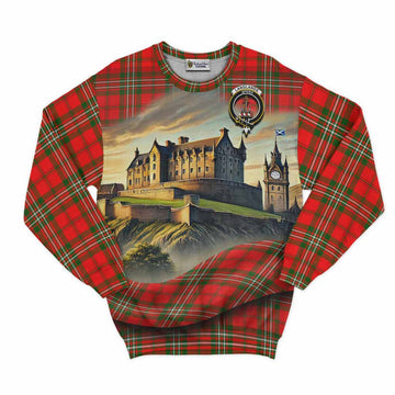 Tartan Vibes Clothing Langlands Tartan Family Crest Sweatshirt with Scottish Ancient Castle Style