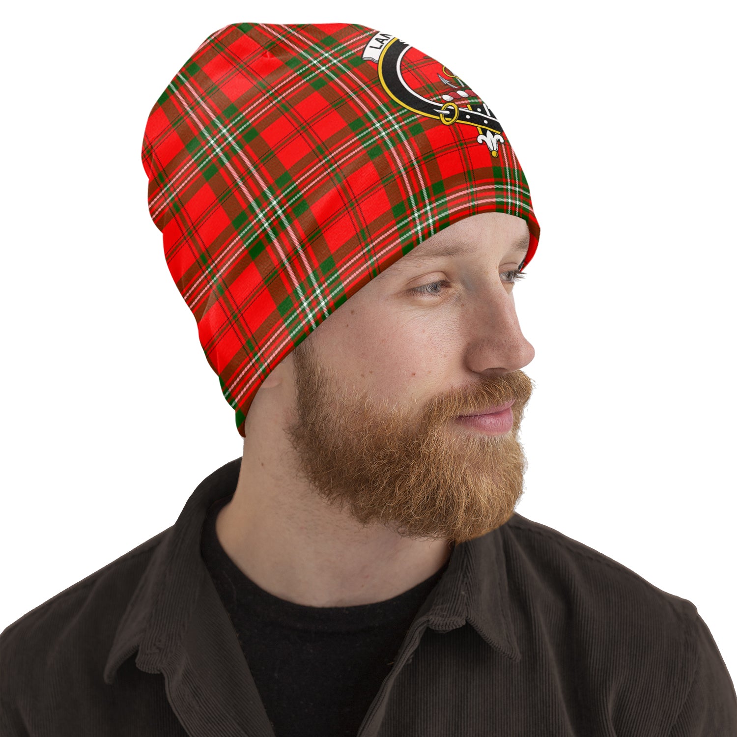 Langlands Tartan Beanies Hat with Family Crest One Size 10.5*10.2 inches - Tartan Vibes Clothing