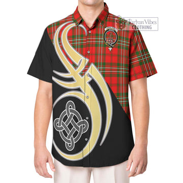 Langlands Tartan Short Sleeve Button Shirt with Family Crest and Celtic Symbol Style Kid - Tartan Vibes Clothing