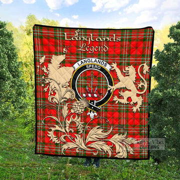 Tartan Vibes Clothing Langlands Tartan Quilt with Family Crest and Scottish Symbol Style
