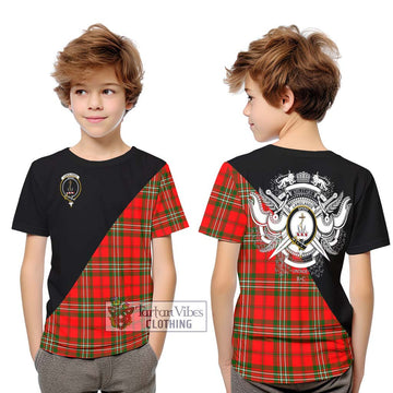 Langlands Tartan Kid T-Shirt with Family Crest and Military Logo Style Youth XL Size14 - Tartanvibesclothing Shop