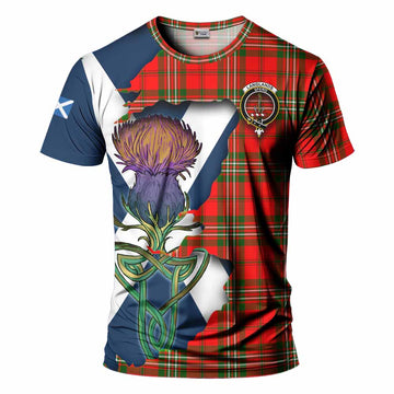 Tartan Vibes Clothing Langlands Tartan Family Crest T-Shirt Scottish Thistle Celtic Inspired