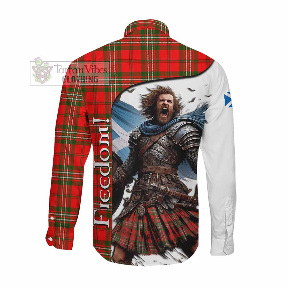 Tartan Vibes Clothing Langlands Crest Tartan Long Sleeve Button Shirt Inspired by the Freedom of Scottish Warrior