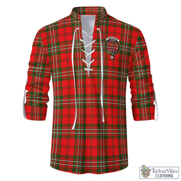 Langlands Tartan Men's Scottish Traditional Jacobite Ghillie Kilt Shirt with Family Crest