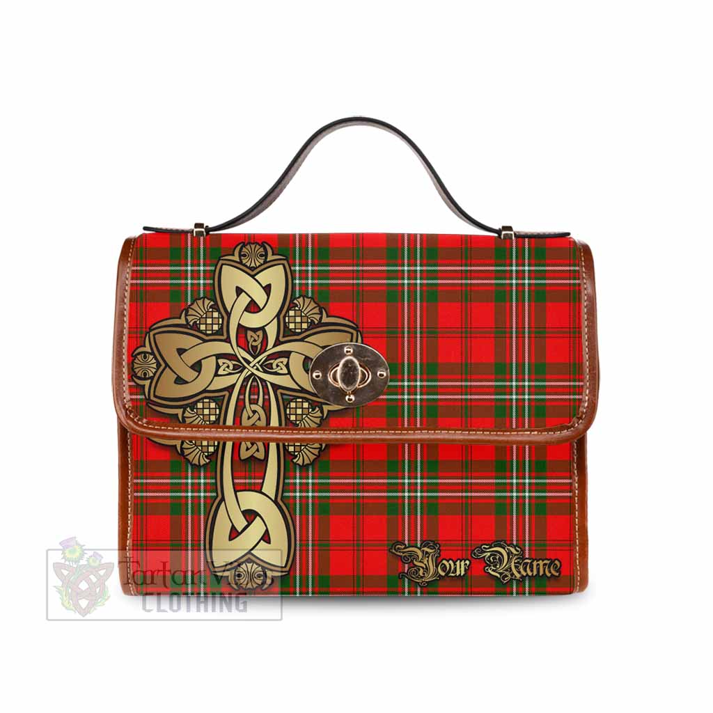 Tartan Vibes Clothing Langlands Tartan Waterproof Canvas Bag Golden Thistle Celtic Cross Style