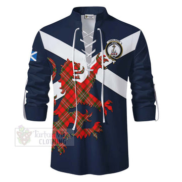 Tartan Vibes Clothing Langlands Tartan Lion Rampant Ghillie Kilt Shirt Proudly Display Your Heritage with Alba Gu Brath and Clan Name