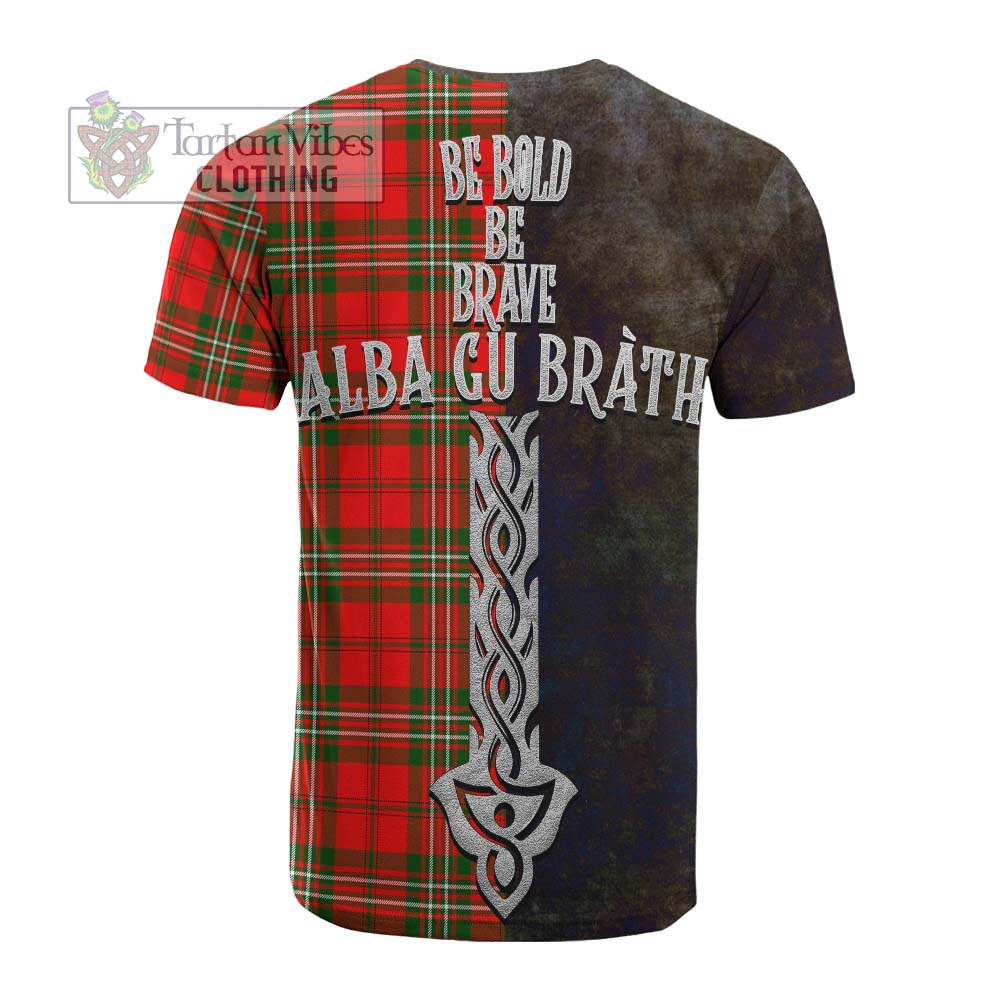 Tartan Vibes Clothing Langlands Tartan Family Crest Cotton T-shirt Alba Gu Brath Be Brave Lion Ancient Style