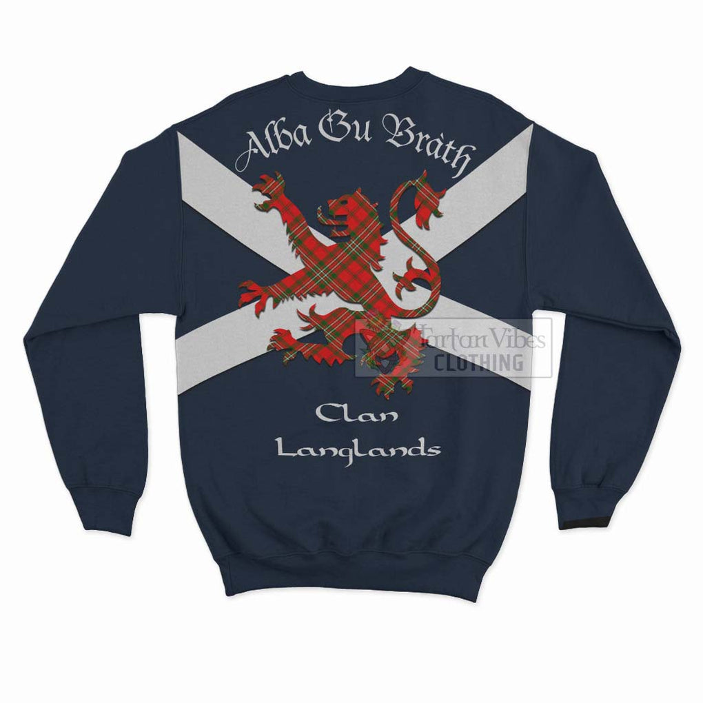 Tartan Vibes Clothing Langlands Tartan Lion Rampant Sweatshirt – Proudly Display Your Heritage with Alba Gu Brath and Clan Name