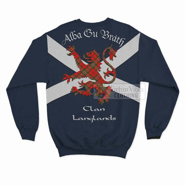 Tartan Vibes Clothing Langlands Tartan Lion Rampant Sweatshirt – Proudly Display Your Heritage with Alba Gu Brath and Clan Name