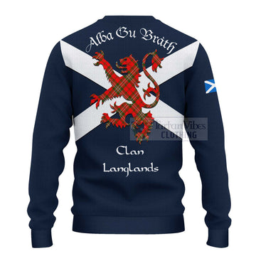 Tartan Vibes Clothing Langlands Tartan Lion Rampant Knitted Sweater – Proudly Display Your Heritage with Alba Gu Brath and Clan Name