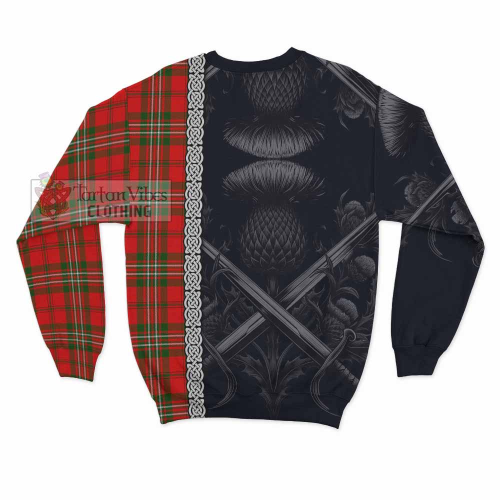 Tartan Vibes Clothing Langlands Tartan Sweatshirt with Family Crest Cross Sword Thistle Celtic Vibes