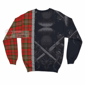 Tartan Vibes Clothing Langlands Tartan Sweatshirt with Family Crest Cross Sword Thistle Celtic Vibes