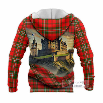 Langlands Tartan Family Crest Knitted Hoodie with Scottish Ancient Castle Style