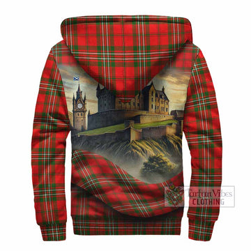 Tartan Vibes Clothing Langlands Tartan Family Crest Sherpa Hoodie with Scottish Ancient Castle Style
