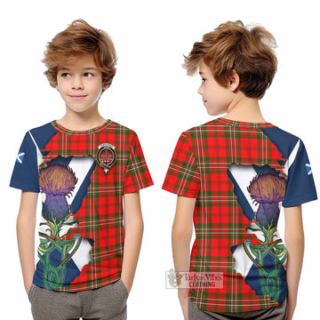 Langlands Tartan Family Crest Kid T-Shirt Scottish Thistle Celtic Inspired