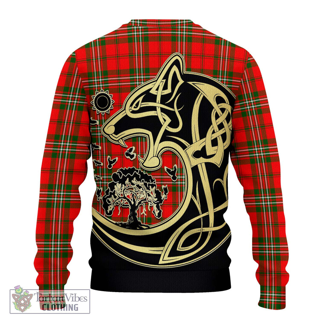 Langlands Tartan Knitted Sweater with Family Crest Celtic Wolf Style - Tartan Vibes Clothing