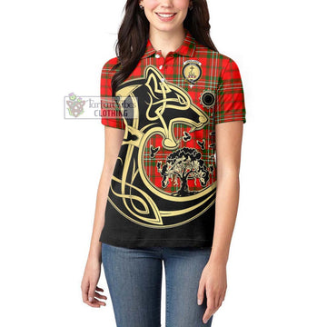 Langlands Tartan Women's Polo Shirt with Family Crest Celtic Wolf Style