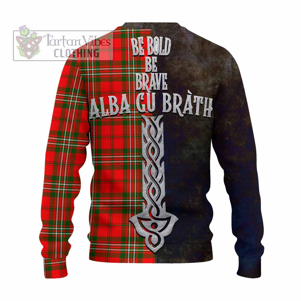 Tartan Vibes Clothing Langlands Tartan Family Crest Knitted Sweater Alba Gu Brath Be Brave Lion Ancient Style