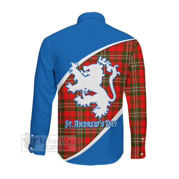 Tartan Vibes Clothing Langlands Family Crest Tartan Long Sleeve Button Shirt Celebrate Saint Andrew's Day in Style