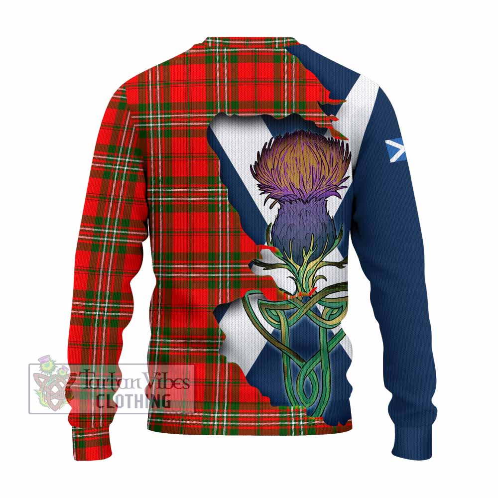 Tartan Vibes Clothing Langlands Tartan Family Crest Knitted Sweater Scottish Thistle Celtic Inspired
