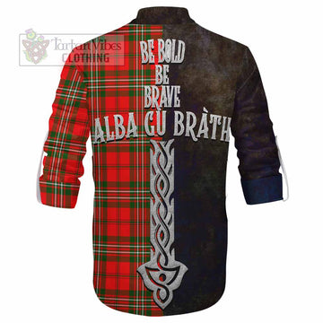 Langlands Tartan Family Crest Ghillie Kilt Shirt Alba Gu Brath Be Brave Lion Ancient Style