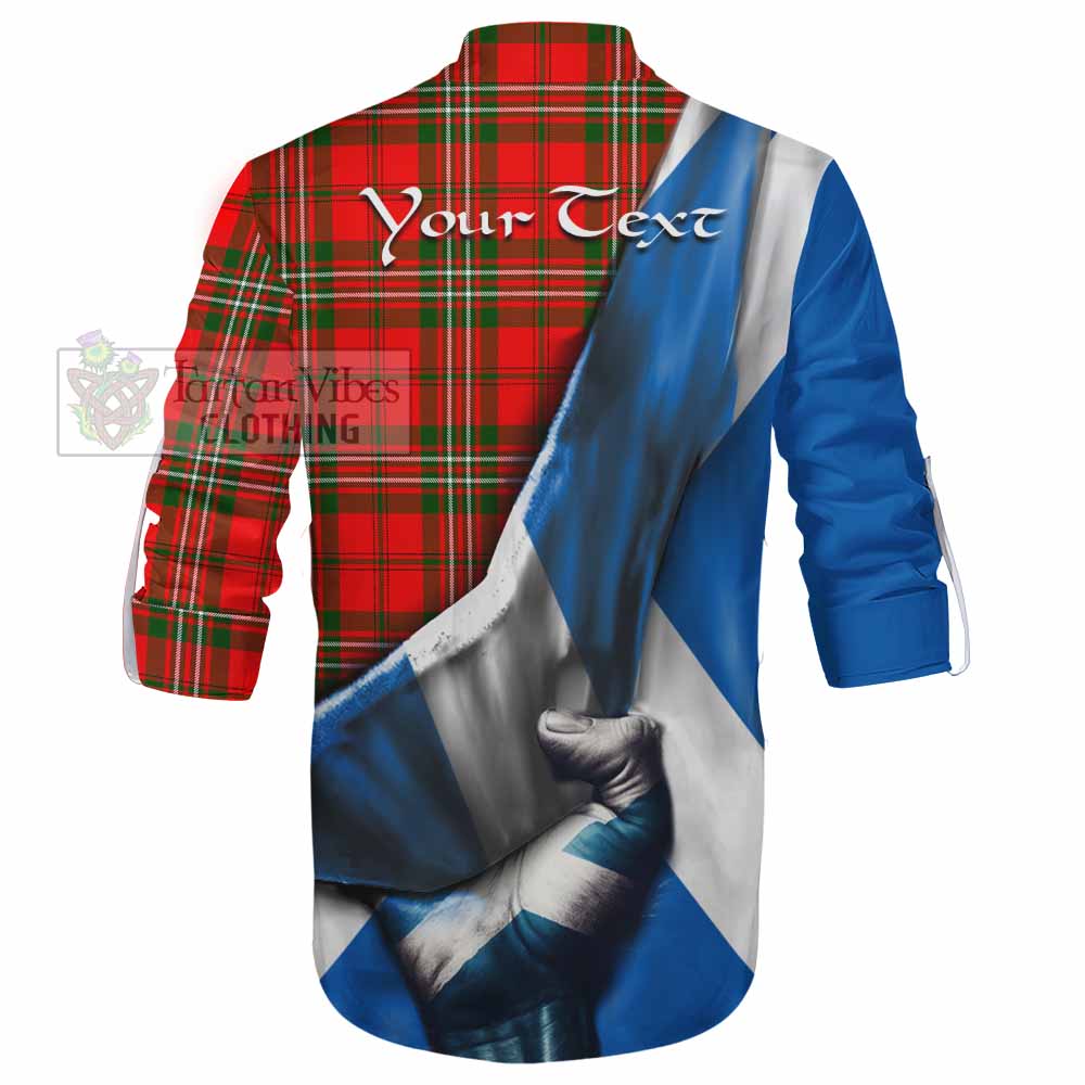 Tartan Vibes Clothing Langlands Tartan Ghillie Kilt Shirt with Family Crest Scotland Patriotic Style