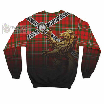 Langlands Crest Tartan Sweatshirt with Golden Lion Emblem Celtic Style