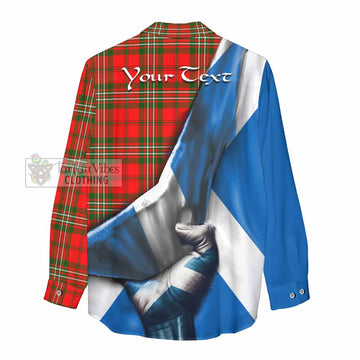 Tartan Vibes Clothing Langlands Tartan Women's Casual Shirt with Family Crest Scotland Patriotic Style