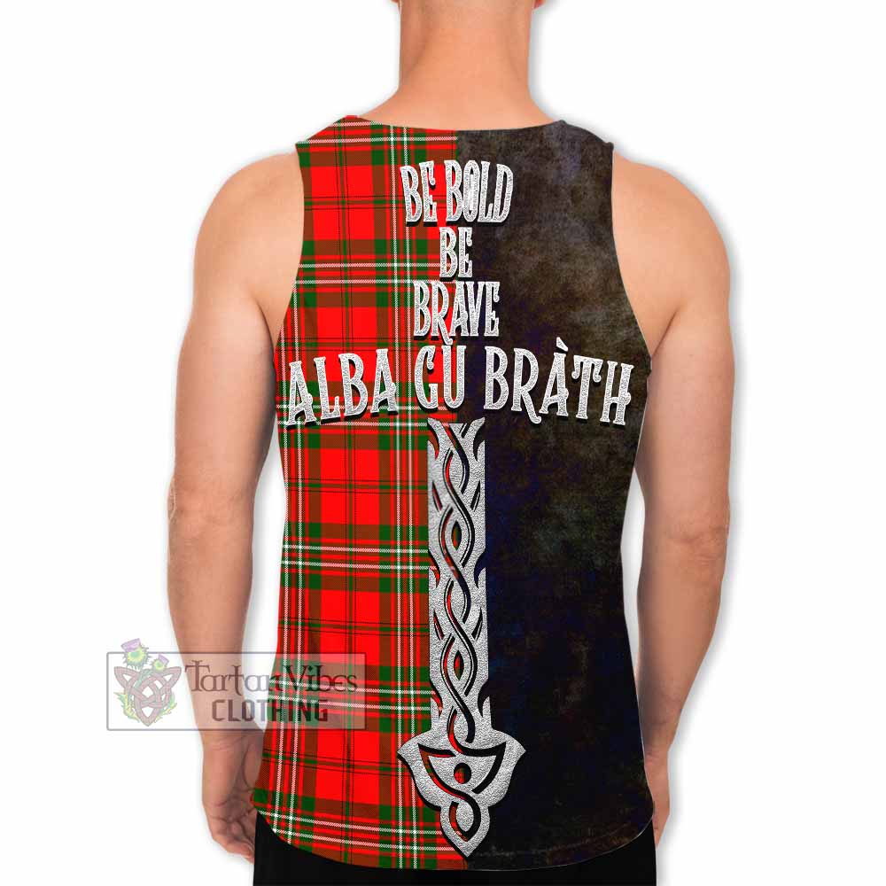 Tartan Vibes Clothing Langlands Tartan Family Crest Men's Tank Top Alba Gu Brath Be Brave Lion Ancient Style