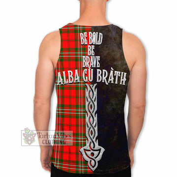 Langlands Tartan Family Crest Men's Tank Top Alba Gu Brath Be Brave Lion Ancient Style