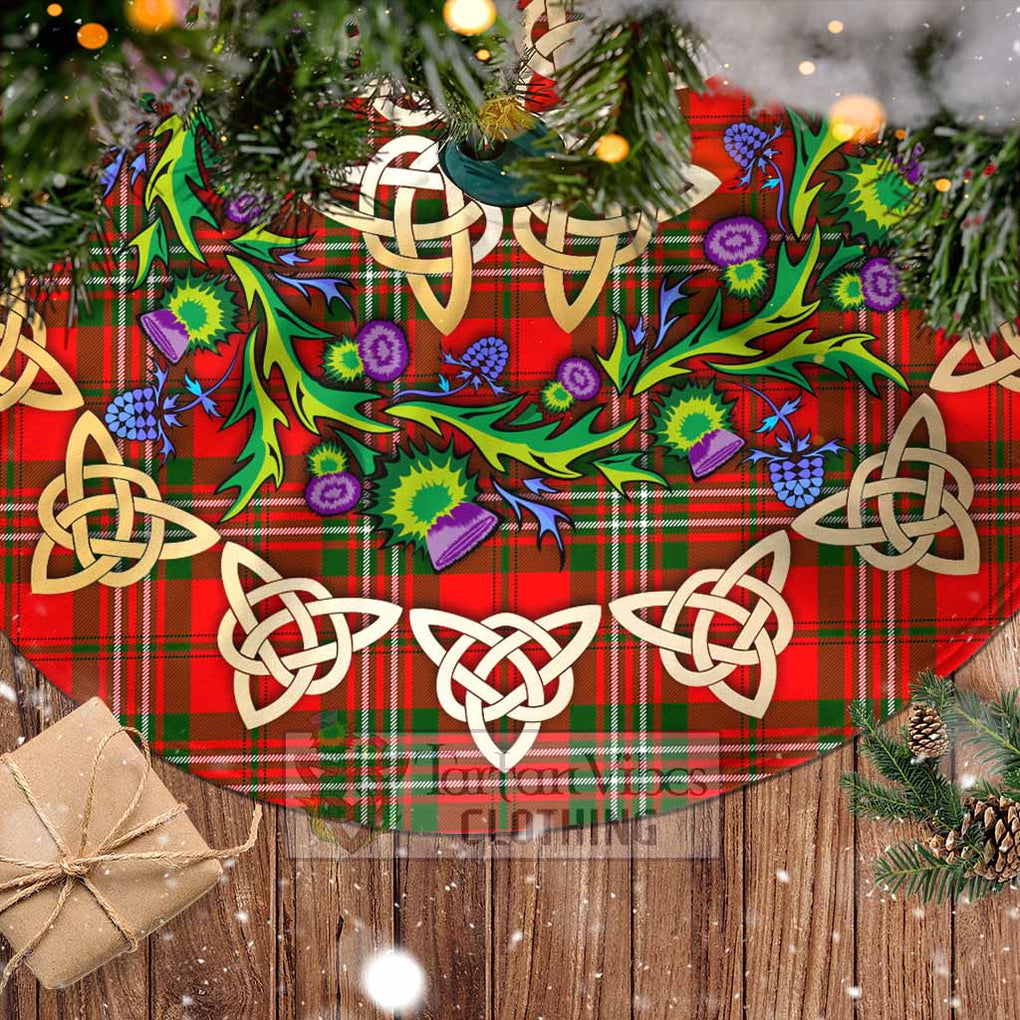 Tartan Vibes Clothing Langlands Tartan Christmas Tree Skirt with Thistle Celtic Knot Style
