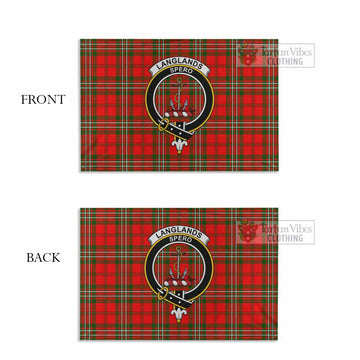 Tartan Vibes Clothing Langlands Tartan House Flag with Family Crest