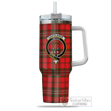 Langlands Tartan and Family Crest Tumbler with Handle