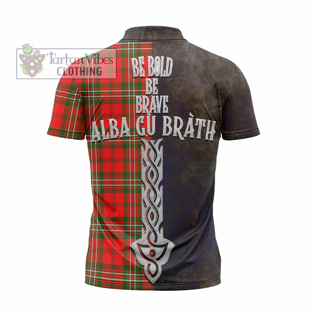 Tartan Vibes Clothing Langlands Tartan Family Crest Zipper Polo Shirt Alba Gu Brath Be Brave Lion Ancient Style