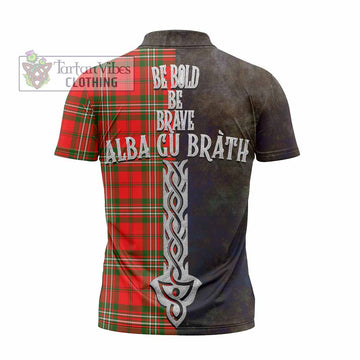 Langlands Tartan Family Crest Zipper Polo Shirt Alba Gu Brath Be Brave Lion Ancient Style