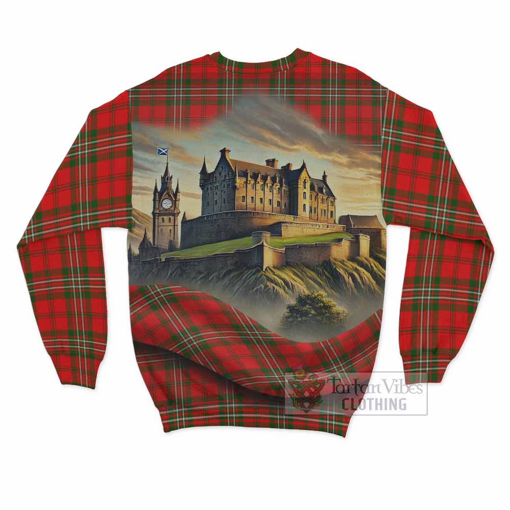 Tartan Vibes Clothing Langlands Tartan Family Crest Sweatshirt with Scottish Ancient Castle Style