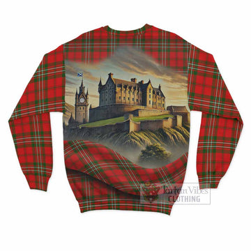 Tartan Vibes Clothing Langlands Tartan Family Crest Sweatshirt with Scottish Ancient Castle Style