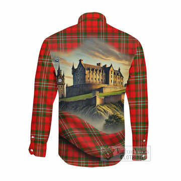 Langlands Tartan Family Crest Long Sleeve Button Shirt with Scottish Ancient Castle Style