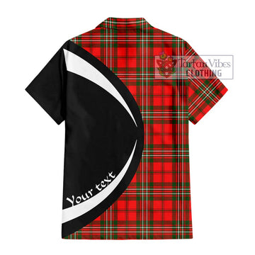 Langlands Tartan Short Sleeve Button Up with Family Crest Circle Style - Tartan Vibes Clothing