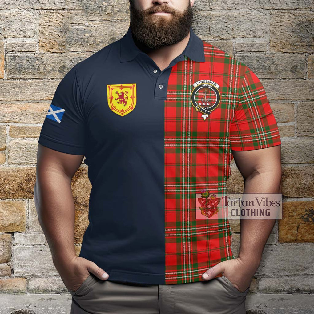 Tartan Vibes Clothing Langlands Tartan Polo Shirt with Scottish Lion Royal Arm Half Style