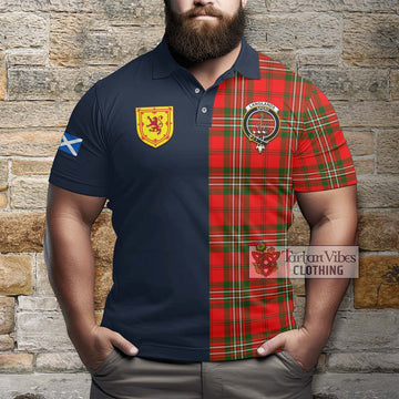 Langlands Tartan Polo Shirt Alba with Scottish Lion Royal Arm Half Style