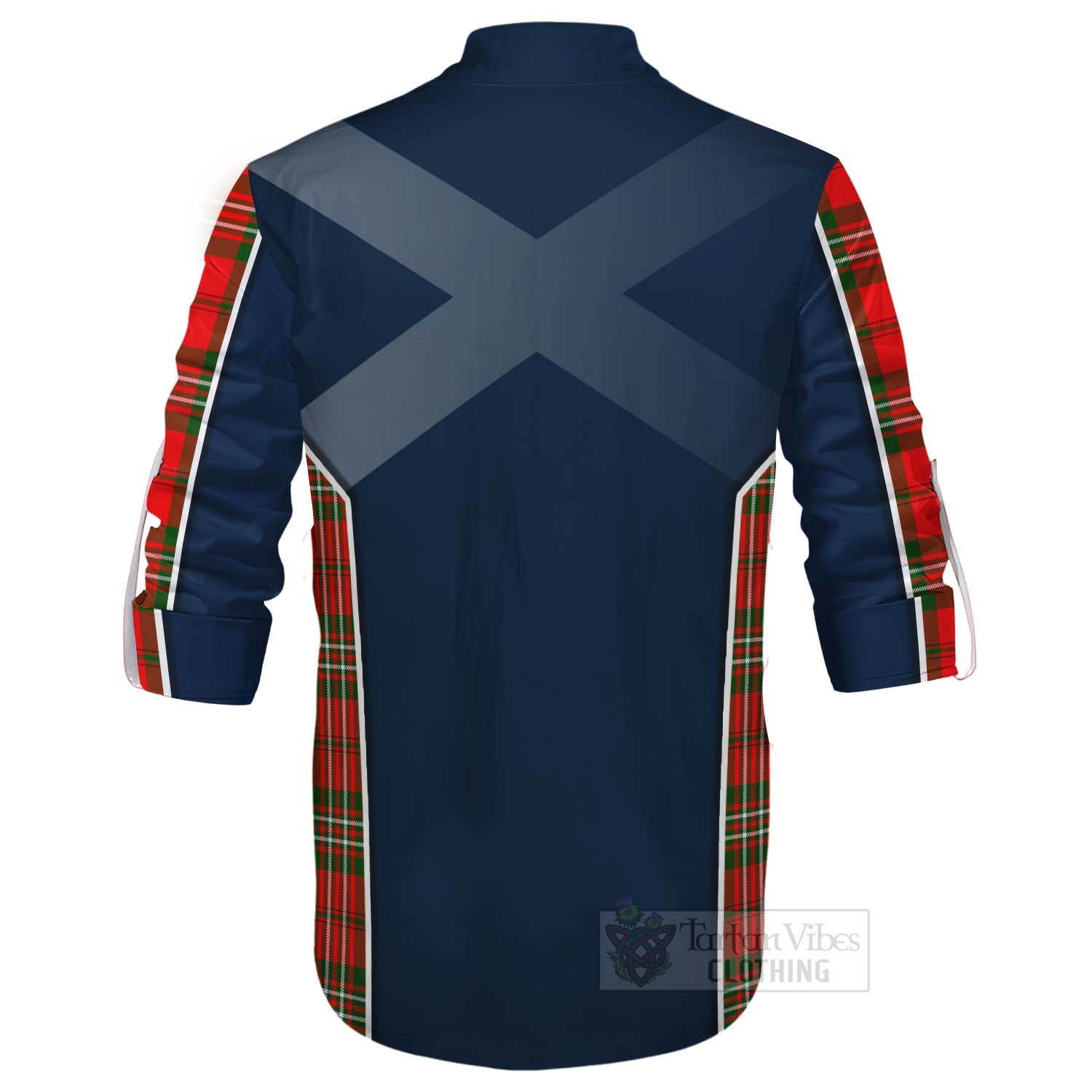 Tartan Vibes Clothing Langlands Tartan Ghillie Kilt Shirt with Family Crest and Scottish Thistle Vibes Sport Style