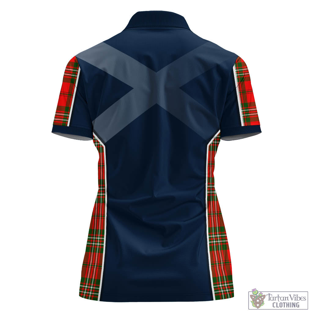 Tartan Vibes Clothing Langlands Tartan Women's Polo Shirt with Family Crest and Scottish Thistle Vibes Sport Style