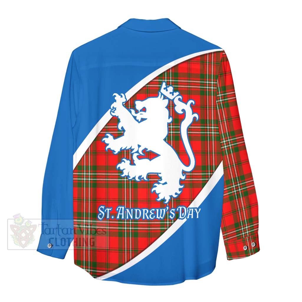 Tartan Vibes Clothing Langlands Family Crest Tartan Women's Casual Shirt Celebrate Saint Andrew's Day in Style